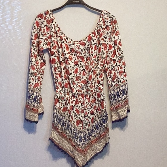 Forever 21 long sleeve bohemian print romper size small - Picture 6 of 7